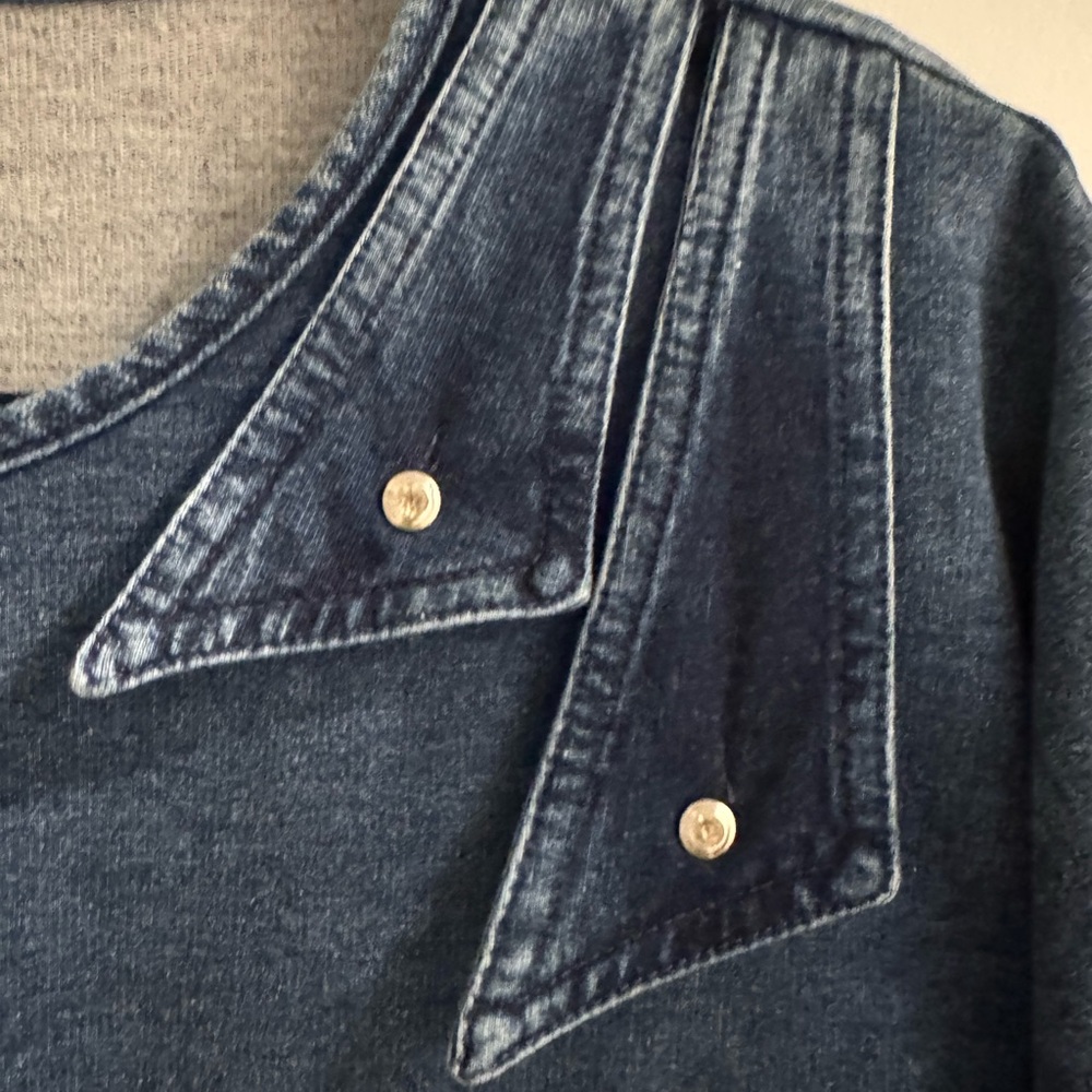 Ultimate Collection Blue Denim Short Sleeve Top - Picture 2 of 7